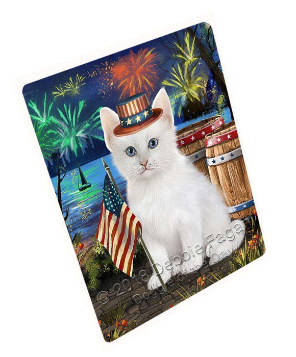 4th of July Independence Day Firework Turkish Angora Cat Large Refrigerator / Dishwasher Magnet RMAG85464