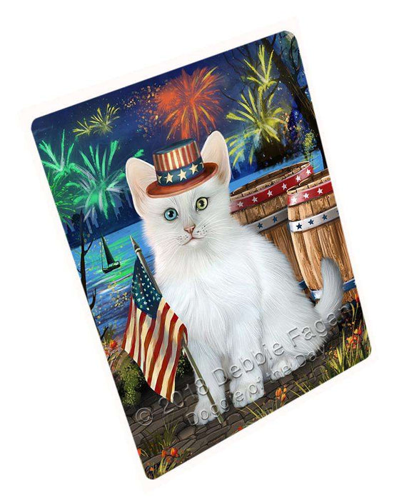 4th of July Independence Day Firework Turkish Angora Cat Large Refrigerator / Dishwasher Magnet RMAG85470