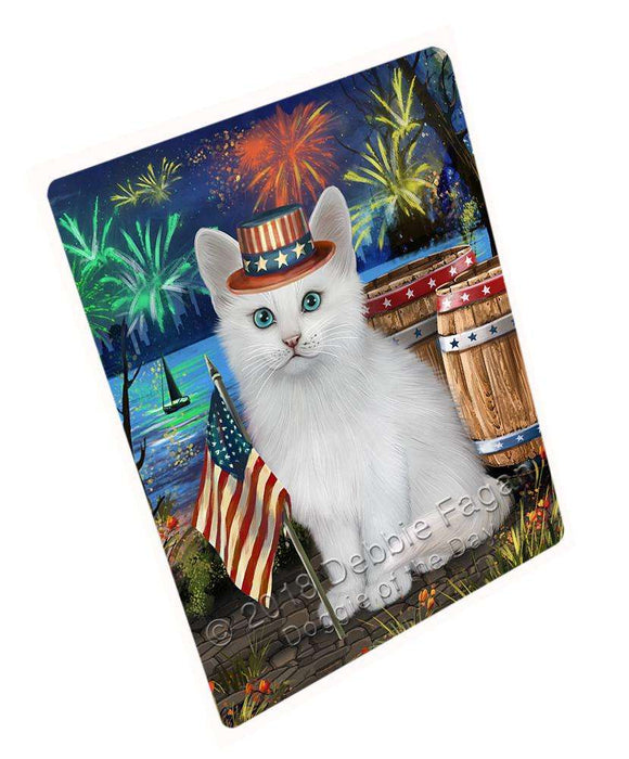 4th of July Independence Day Firework Turkish Angora Cat Large Refrigerator / Dishwasher Magnet RMAG85476