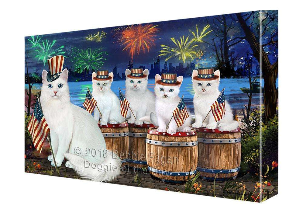 4th of July Independence Day Firework Turkish Angora Cats Canvas Print Wall Art Décor CVS104930