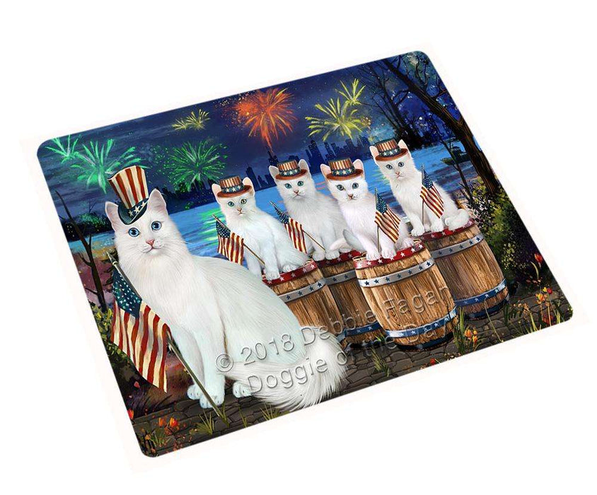4th of July Independence Day Firework Turkish Angora Cats Large Refrigerator / Dishwasher Magnet RMAG85602
