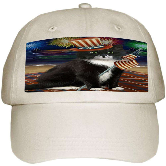 4th of July Independence Day Firework Tuxedo Cat Ball Hat Cap HAT60108