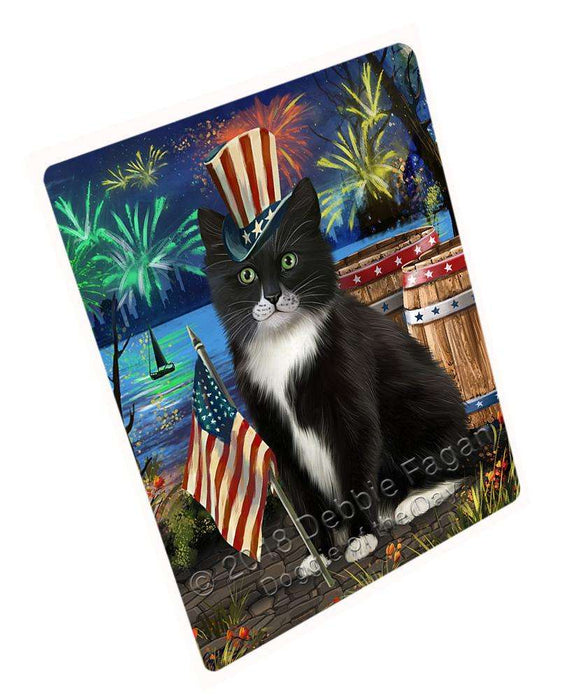 4th of July Independence Day Firework Tuxedo Cat Blanket BLNKT104250