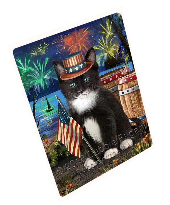 4th of July Independence Day Firework Tuxedo Cat Blanket BLNKT104259