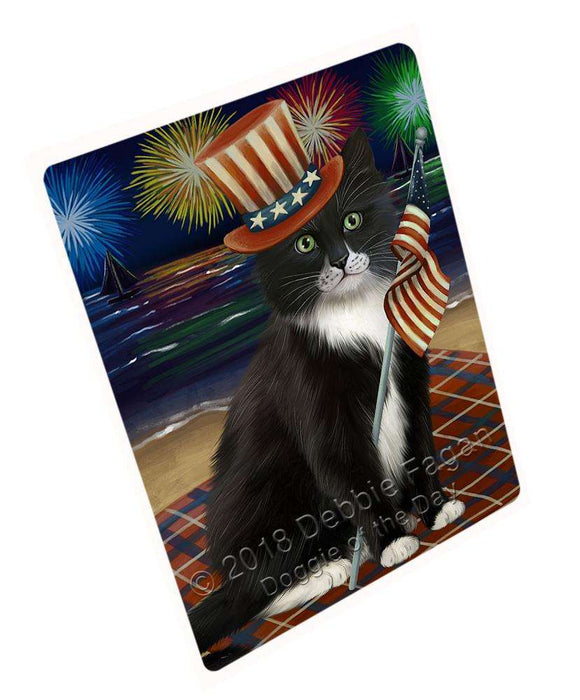 4th of July Independence Day Firework Tuxedo Cat Blanket BLNKT85413