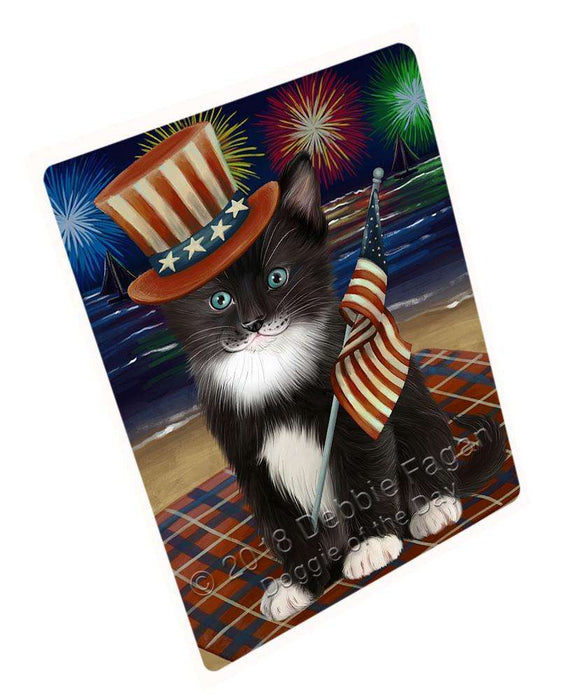 4th of July Independence Day Firework Tuxedo Cat Blanket BLNKT85431