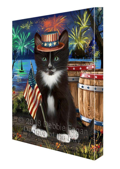 4th of July Independence Day Firework Tuxedo Cat Canvas Print Wall Art Décor CVS104777