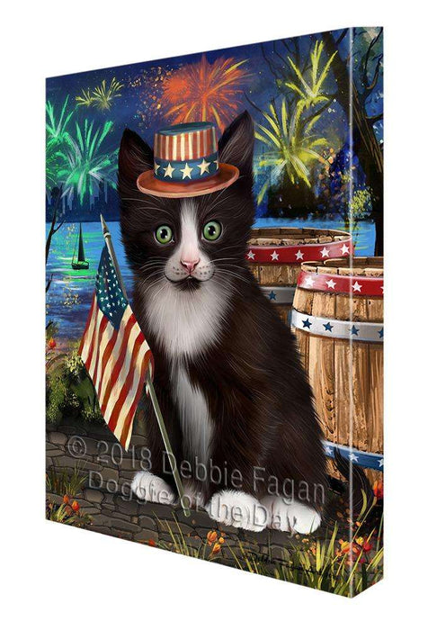 4th of July Independence Day Firework Tuxedo Cat Canvas Print Wall Art Décor CVS104795