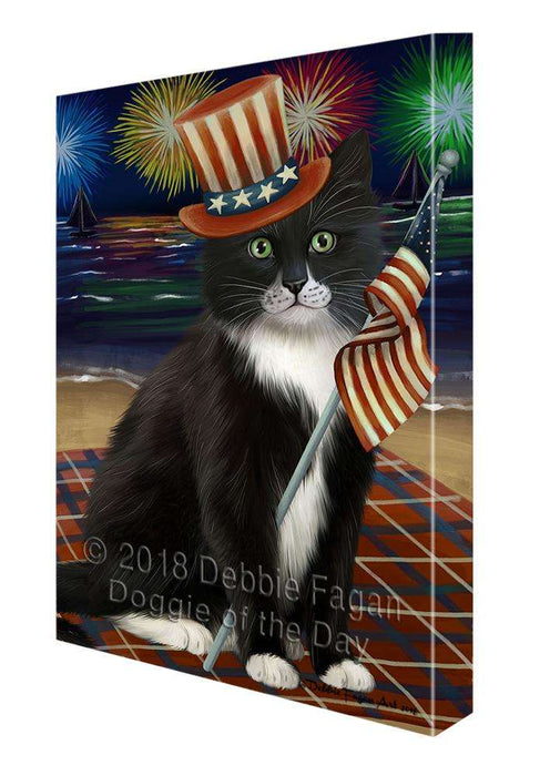 4th of July Independence Day Firework Tuxedo Cat Canvas Print Wall Art Décor CVS85922