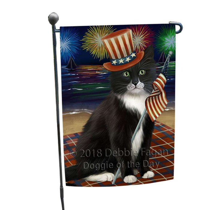 4th of July Independence Day Firework Tuxedo Cat Garden Flag GFLG52070
