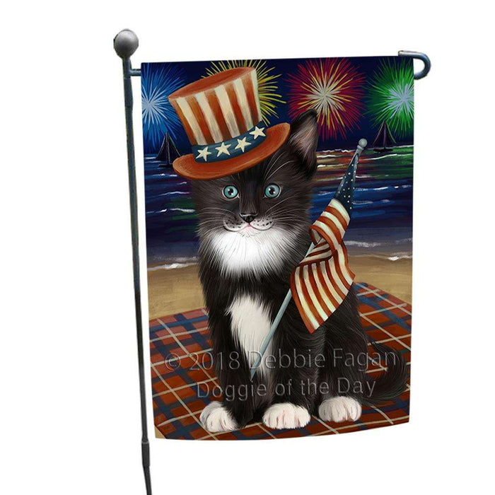 4th of July Independence Day Firework Tuxedo Cat Garden Flag GFLG52072