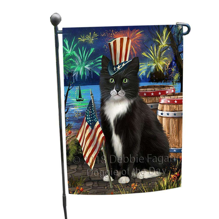 4th of July Independence Day Firework Tuxedo Cat Garden Flag GFLG54163