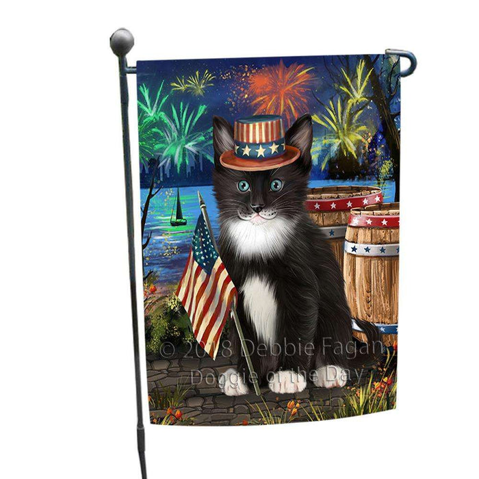 4th of July Independence Day Firework Tuxedo Cat Garden Flag GFLG54164