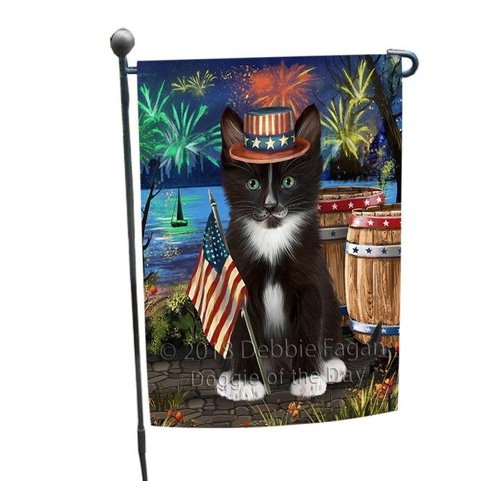 4th of July Independence Day Firework Tuxedo Cat Garden Flag GFLG54165