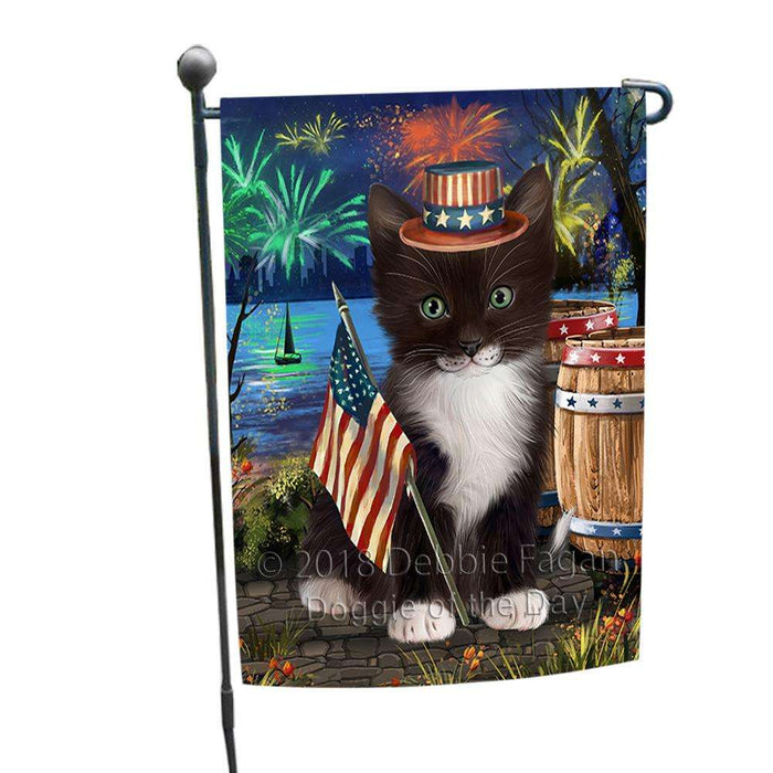 4th of July Independence Day Firework Tuxedo Cat Garden Flag GFLG54166