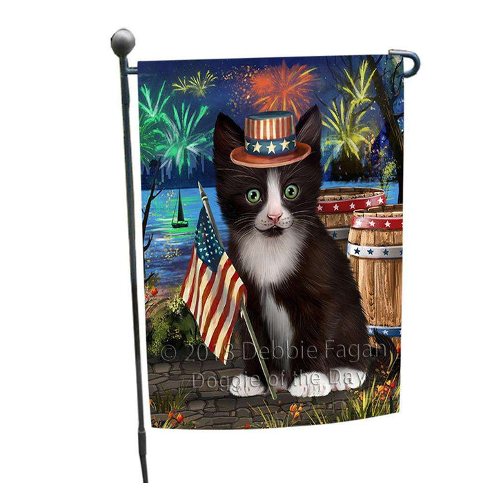 4th of July Independence Day Firework Tuxedo Cat Garden Flag GFLG54167