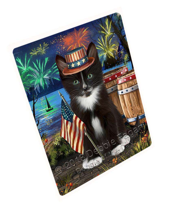 4th of July Independence Day Firework Tuxedo Cat Large Refrigerator / Dishwasher Magnet RMAG85500