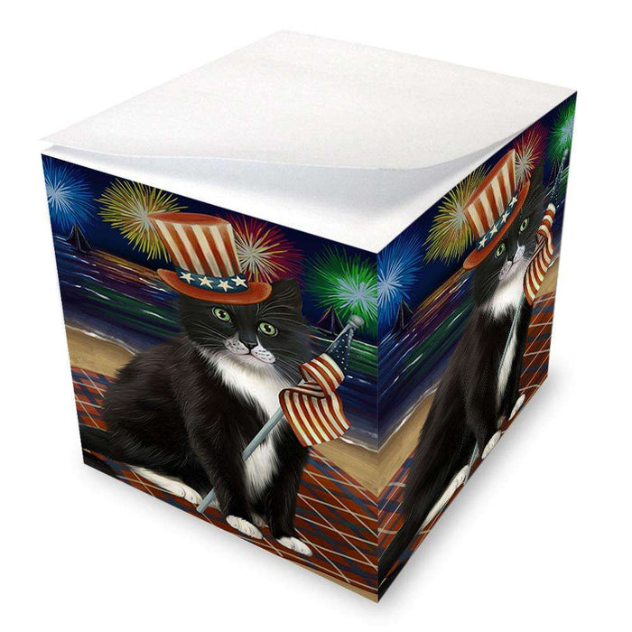 4th of July Independence Day Firework Tuxedo Cat Note Cube NOC52073