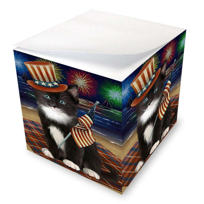 4th of July Independence Day Firework Tuxedo Cat Note Cube NOC52075