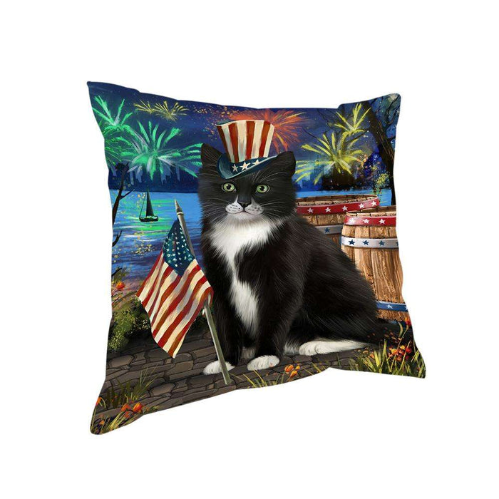 4th of July Independence Day Firework Tuxedo Cat Pillow PIL73028