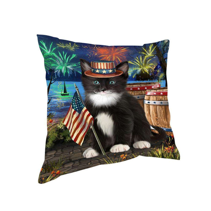 4th of July Independence Day Firework Tuxedo Cat Pillow PIL73032