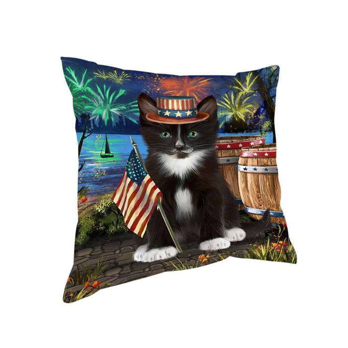 4th of July Independence Day Firework Tuxedo Cat Pillow PIL73036