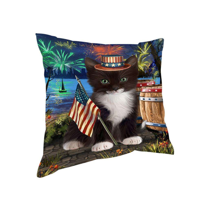 4th of July Independence Day Firework Tuxedo Cat Pillow PIL73040