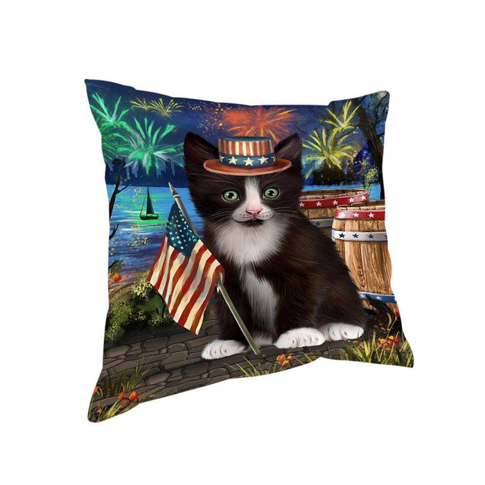 4th of July Independence Day Firework Tuxedo Cat Pillow PIL73044