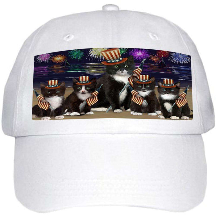 4th of July Independence Day Firework Tuxedo Cats Ball Hat Cap HAT60111