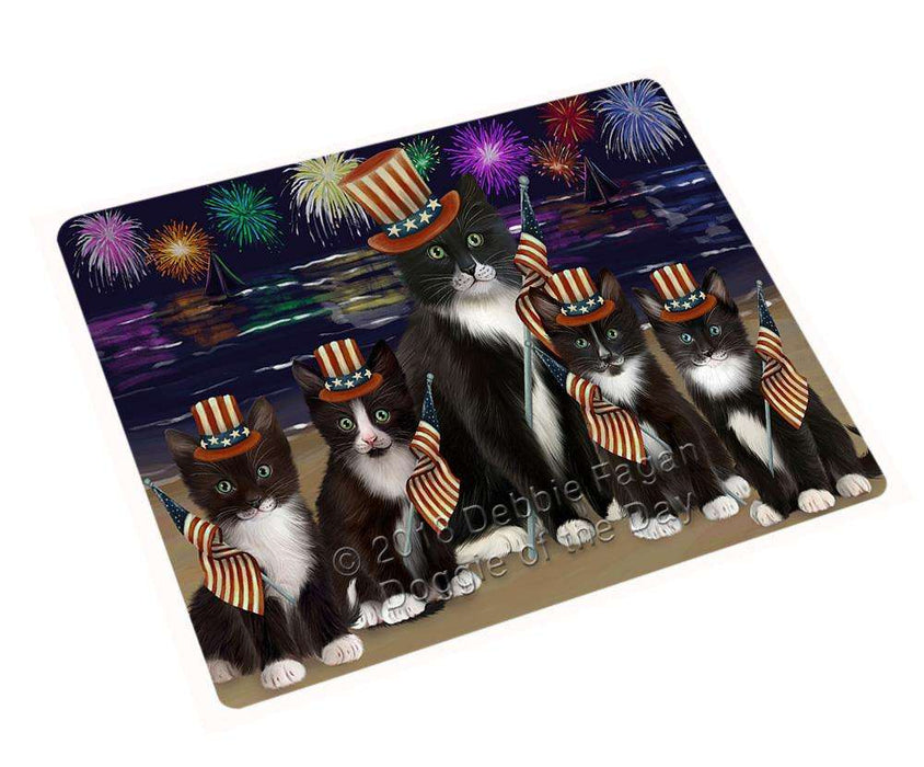 4th of July Independence Day Firework Tuxedo Cats Cutting Board C60471
