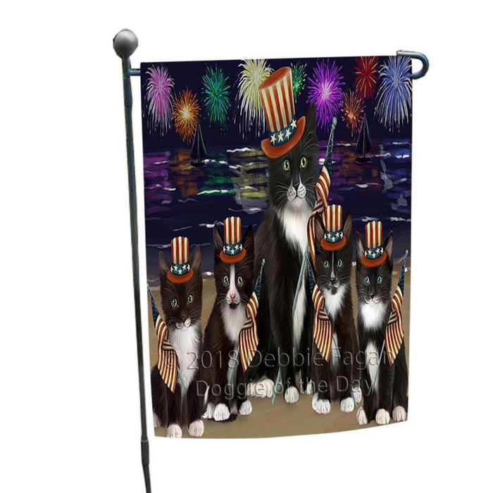4th of July Independence Day Firework Tuxedo Cats Garden Flag GFLG52071