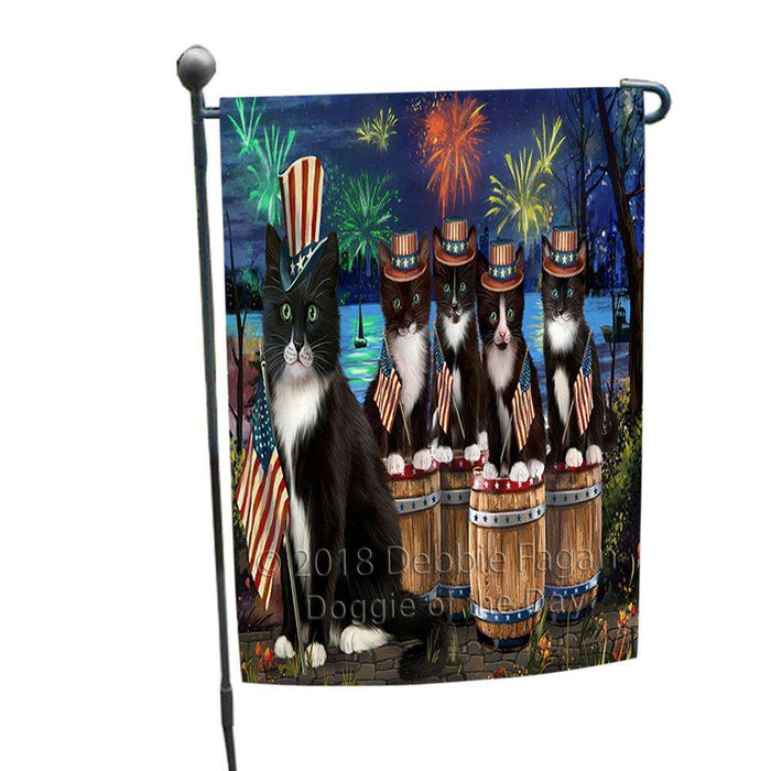 4th of July Independence Day Firework Tuxedo Cats Garden Flag GFLG54183