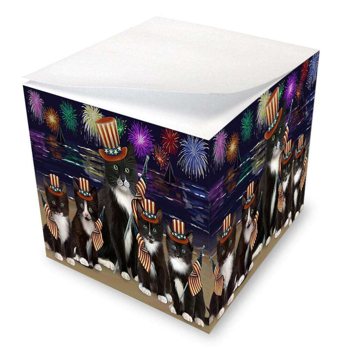 4th of July Independence Day Firework Tuxedo Cats Note Cube NOC52074