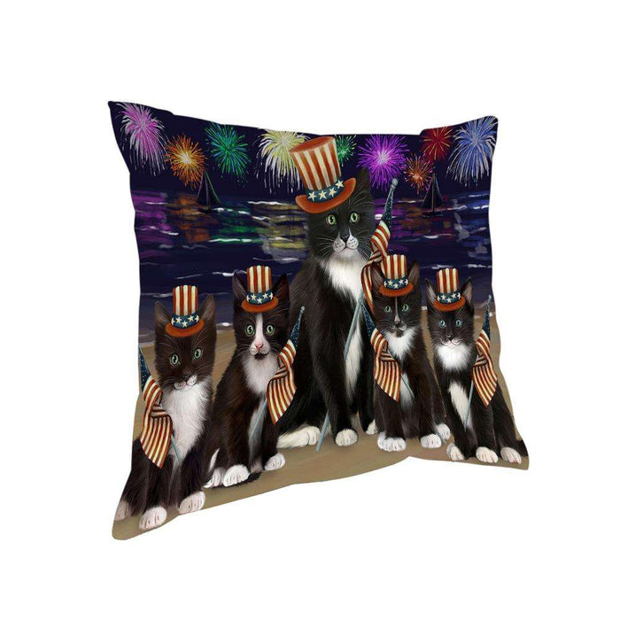 4th of July Independence Day Firework Tuxedo Cats Pillow PIL64660