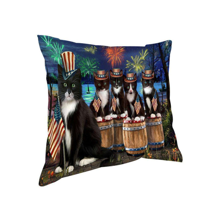 4th of July Independence Day Firework Tuxedo Cats Pillow PIL73108