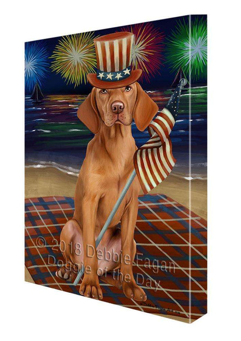 4th of July Independence Day Firework Vizsla Dog Canvas Wall Art CVS62395