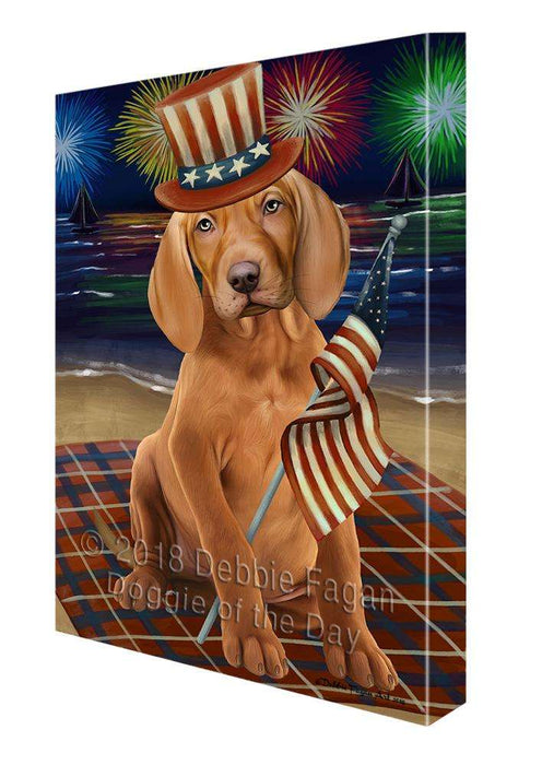 4th of July Independence Day Firework Vizsla Dog Canvas Wall Art CVS62413