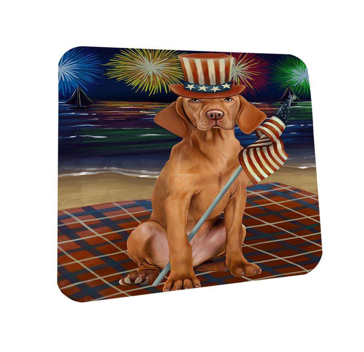 4th of July Independence Day Firework Vizsla Dog Coasters Set of 4 CST49688