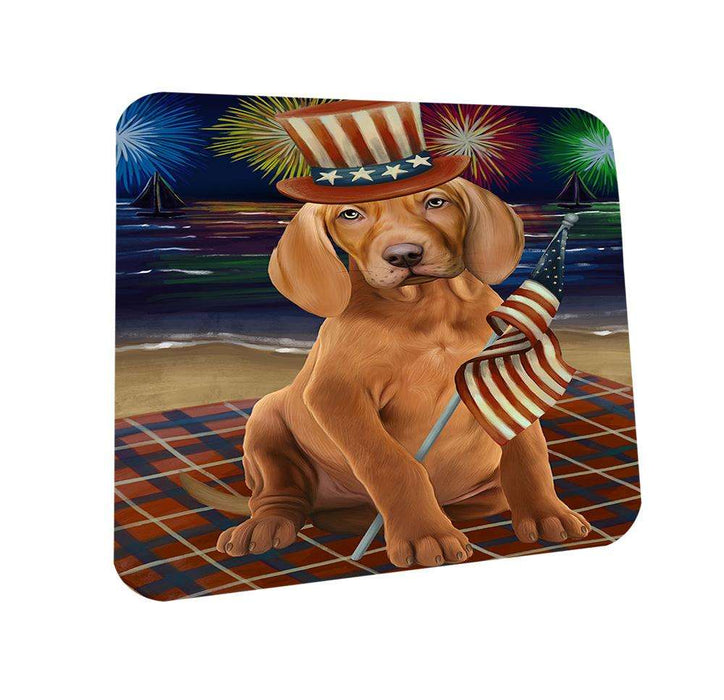 4th of July Independence Day Firework Vizsla Dog Coasters Set of 4 CST49690