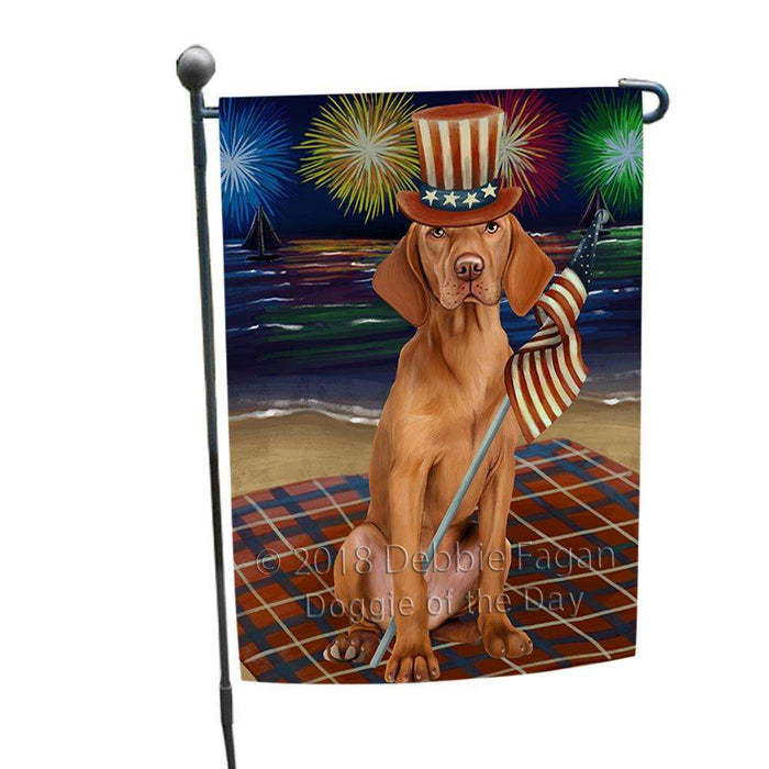4th of July Independence Day Firework Vizsla Dog Garden Flag GFLG49457