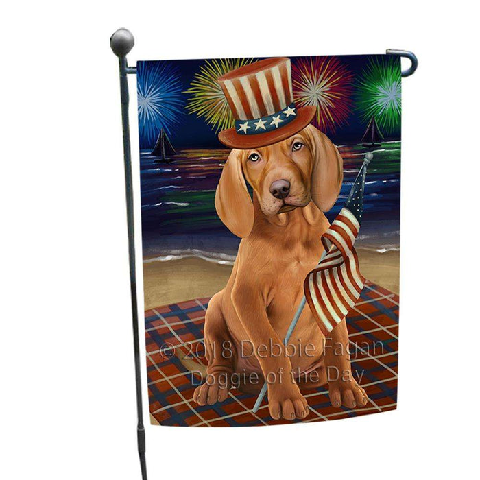 4th of July Independence Day Firework Vizsla Dog Garden Flag GFLG49459