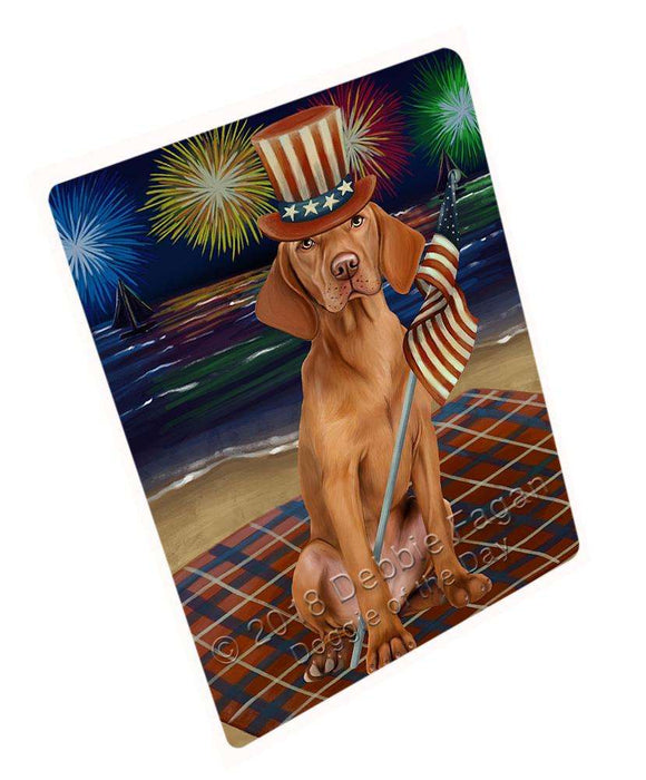 4th of July Independence Day Firework Vizsla Dog Large Refrigerator / Dishwasher Magnet RMAG57504