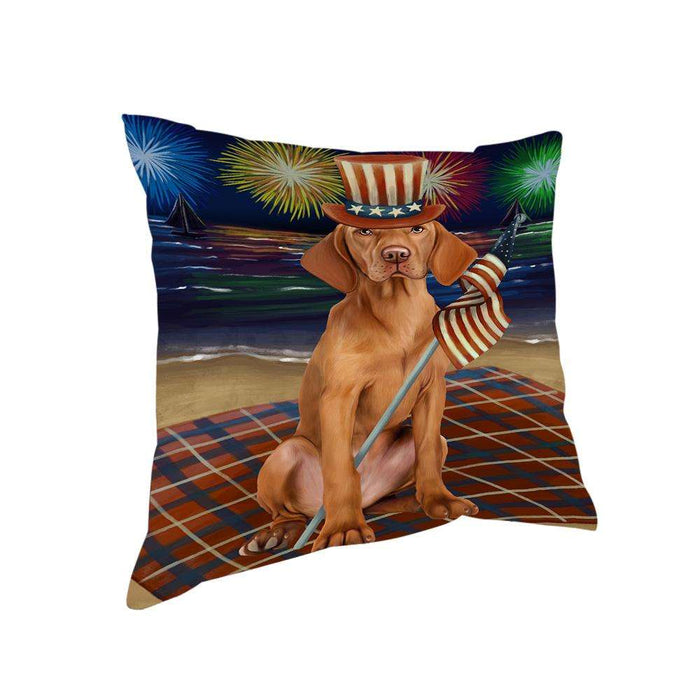 4th of July Independence Day Firework Vizsla Dog Pillow PIL54368