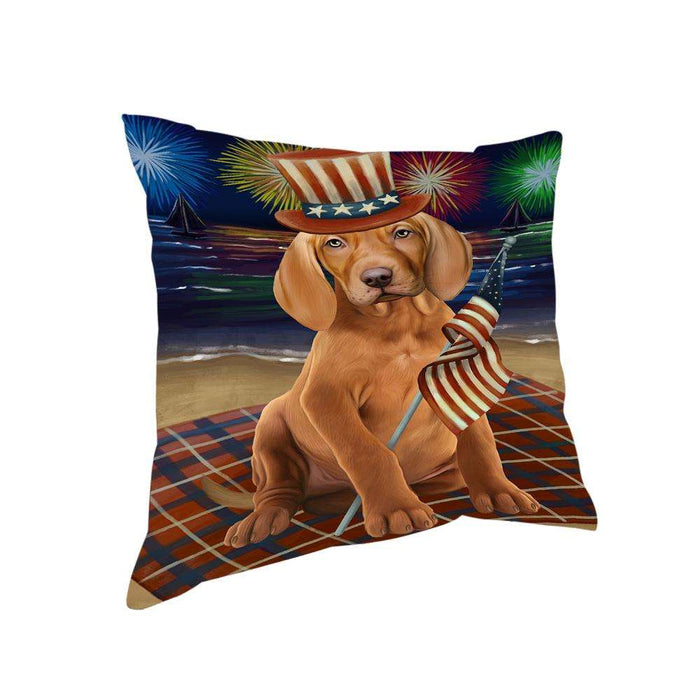 4th of July Independence Day Firework Vizsla Dog Pillow PIL54376