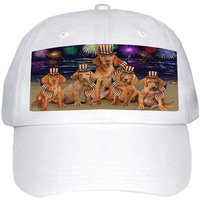 4th of July Independence Day Firework Vizslas Dog Ball Hat Cap HAT52620