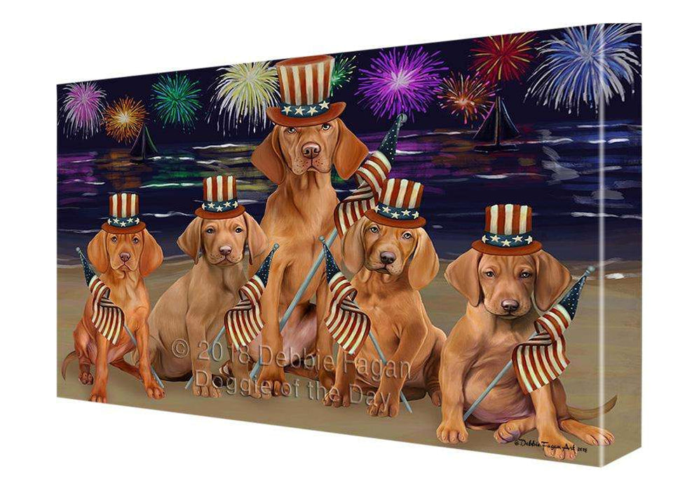 4th of July Independence Day Firework Vizslas Dog Canvas Wall Art CVS62404