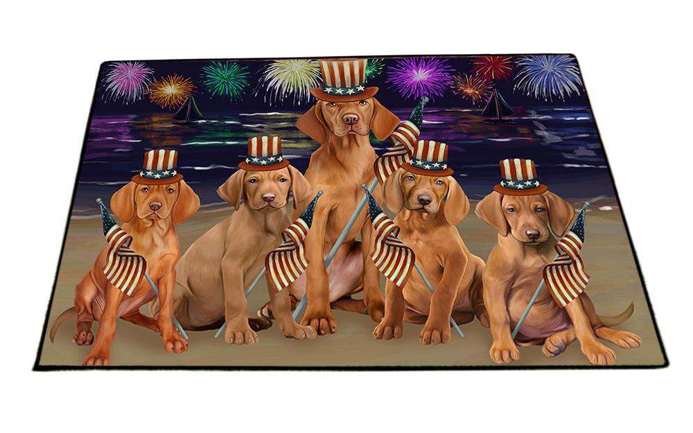 4th of July Independence Day Firework Vizslas Dog Floormat FLMS50010