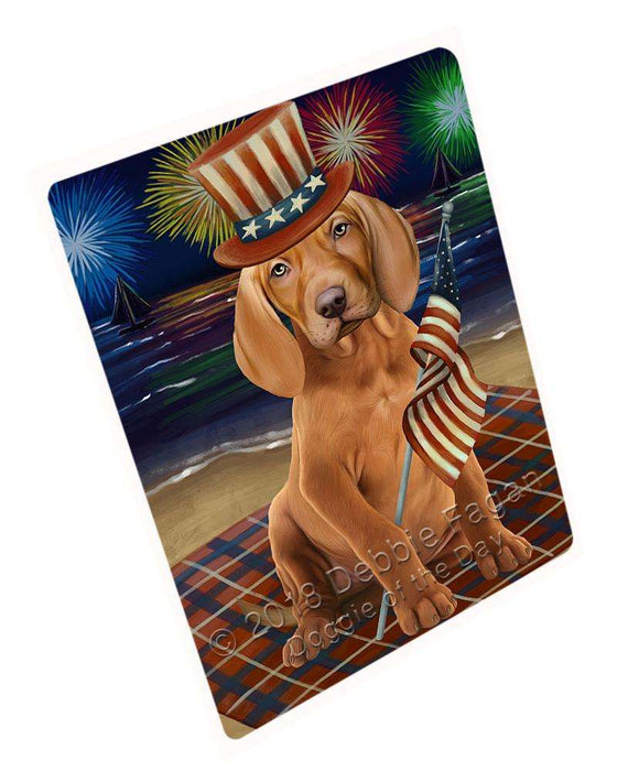 4th of July Independence Day Firework Vizslas Dog Tempered Cutting Board C52755