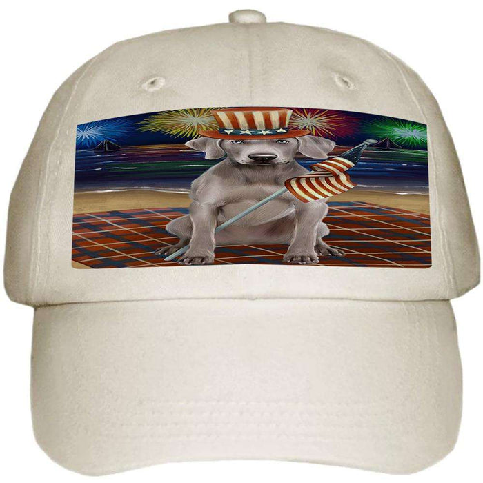 4th of July Independence Day Firework Weimaraner Dog Ball Hat Cap HAT52626