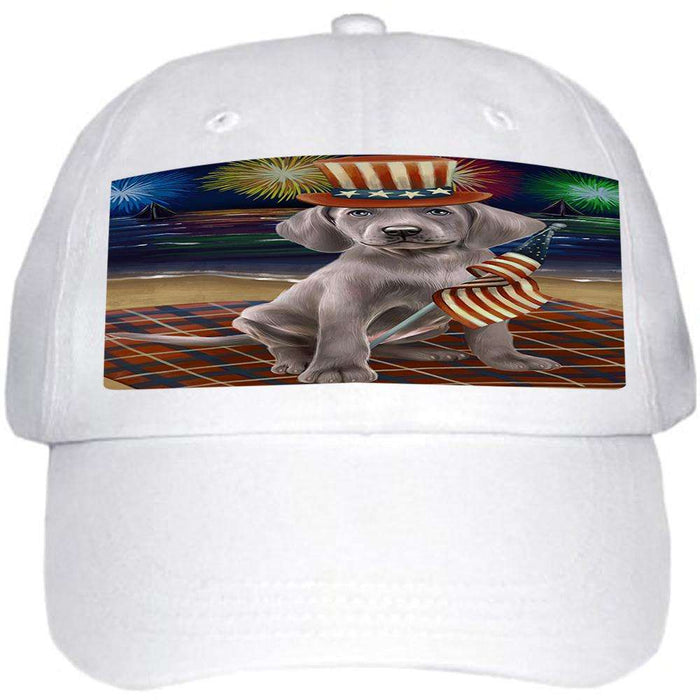 4th of July Independence Day Firework Weimaraner Dog Ball Hat Cap HAT52632